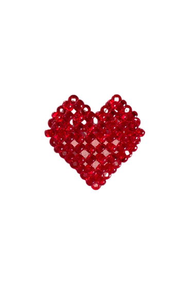 Кольцо из бисера "LOVE" красный прозрачный