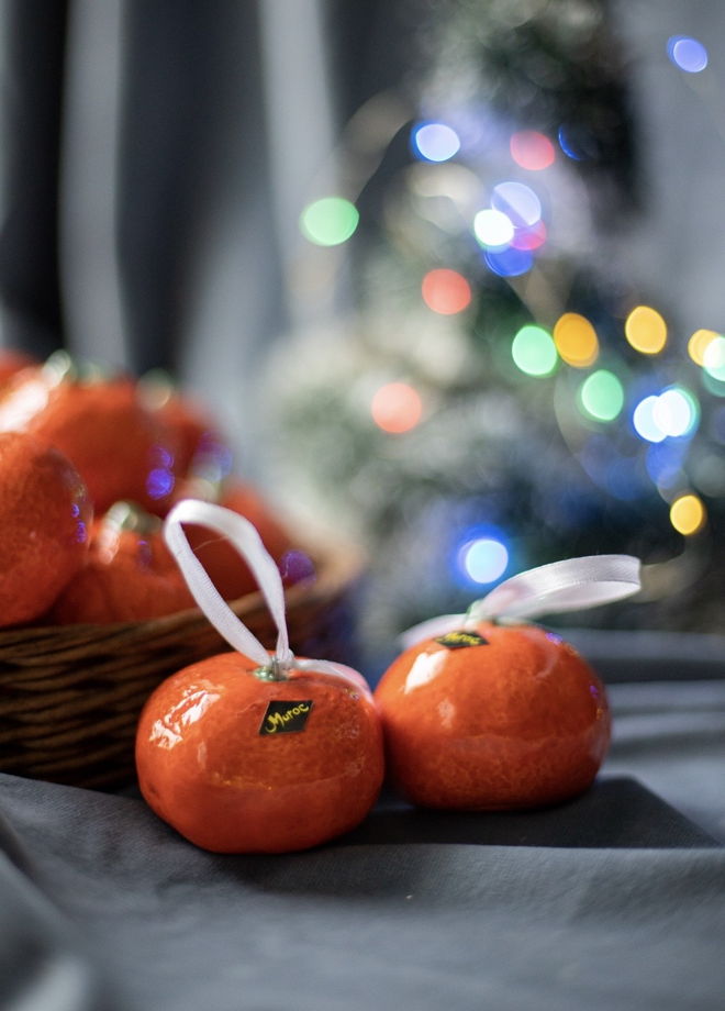 Мандарины из фарфора новогодняя игрушка