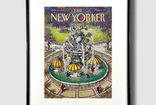 Оригинальная обложка The New Yorker  в паспарту и рамке со стеклом.