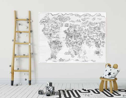 Раскраска  "Карта мира" для детей от 4 лет