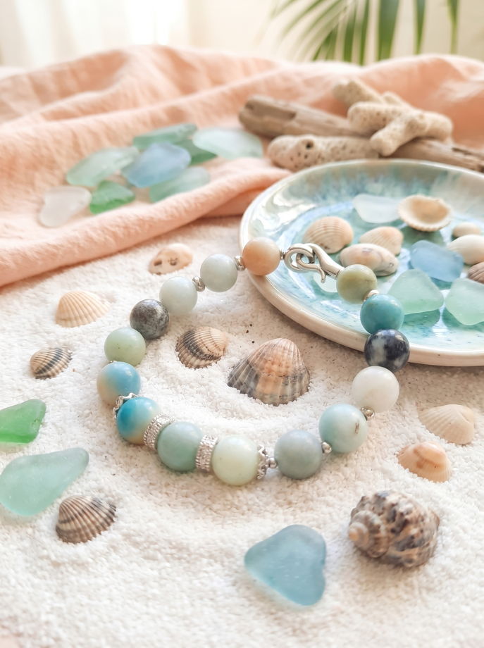 Браслет из голубого кальцита «Карибский оникс»