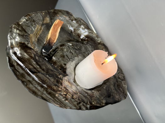 САТУС (Авторская стеклянная платформа для свечей и Пало Санто, подсвечники, набор для медитации)