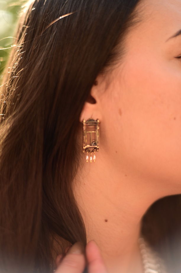 Серьги "Оконца" в бронзе