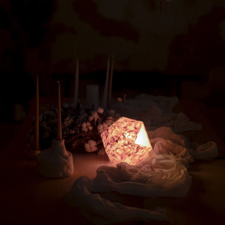 VIAPLANT Hedron Play Peonia - декоративная настольная лампа из лепестков пиона