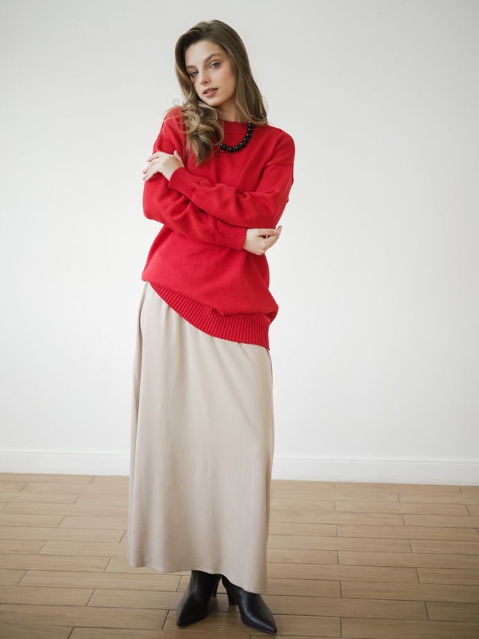 Свитер красный удлиненный