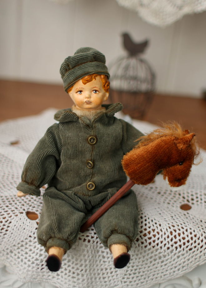 Интерьерная, Текстильная, авторская, коллекционная кукла Кирюша