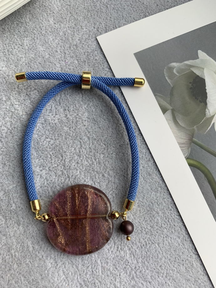 Браслет с жемчугом Майорка и муранским стеклом «Пряное мерцание»