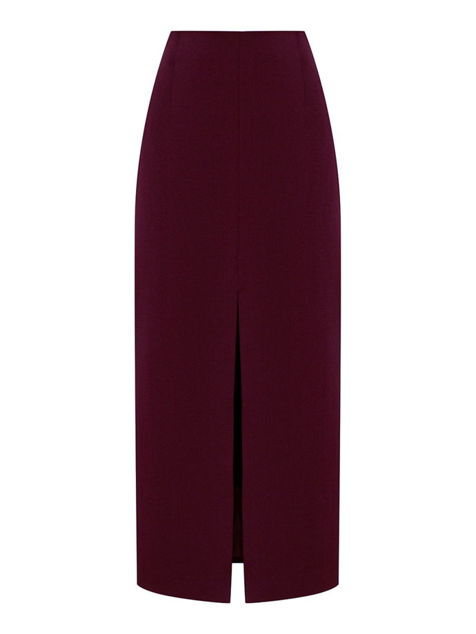 Юбка узкая макси с разрезом, бордовый