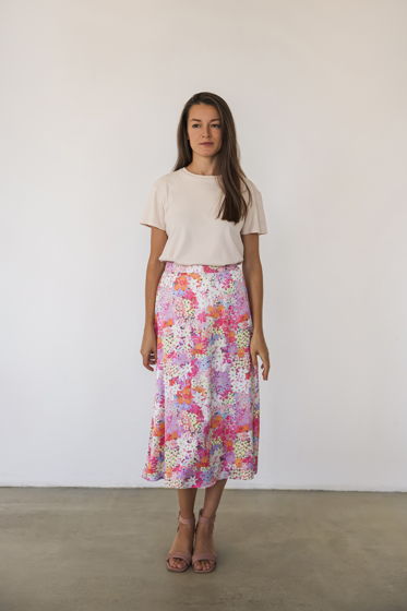 Двухслойная юбка из вискозного шелка с цветочным принятом