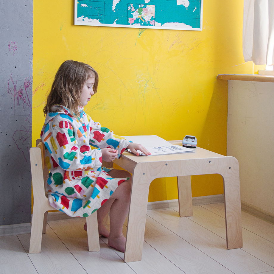 Комплект детской мебели стол и стул Киддис, деревянный, цвет натуральное дерево