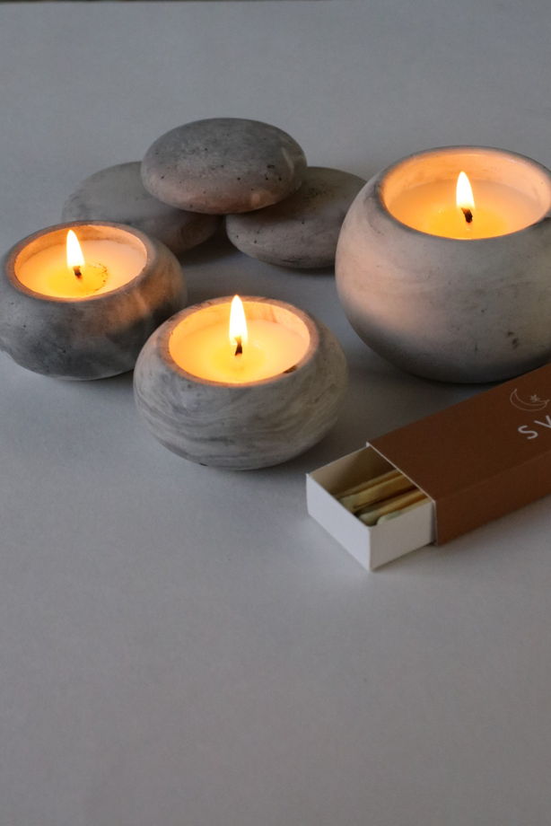 Набор свечей "Речные камни" с ароматом IRIS+VIOLET