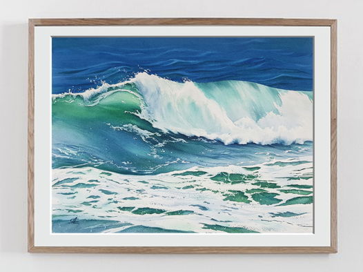 Акварельная картина "Волны" (38 х 28 см)