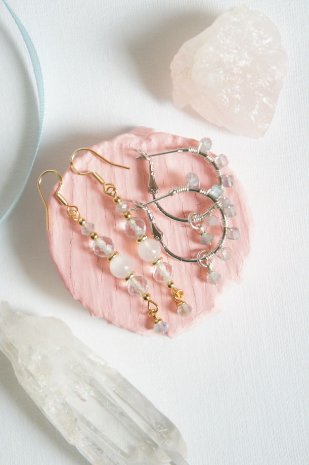 Серьги кольца конго лабрадорит плетеные wire wrapped