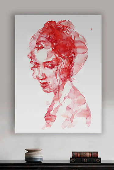 "Волнение красного", художественный постер в монохромной технике