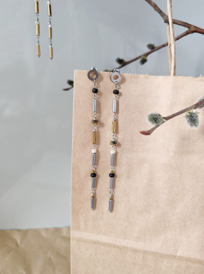 Длинные серьги с жемчугом (2 варианта)