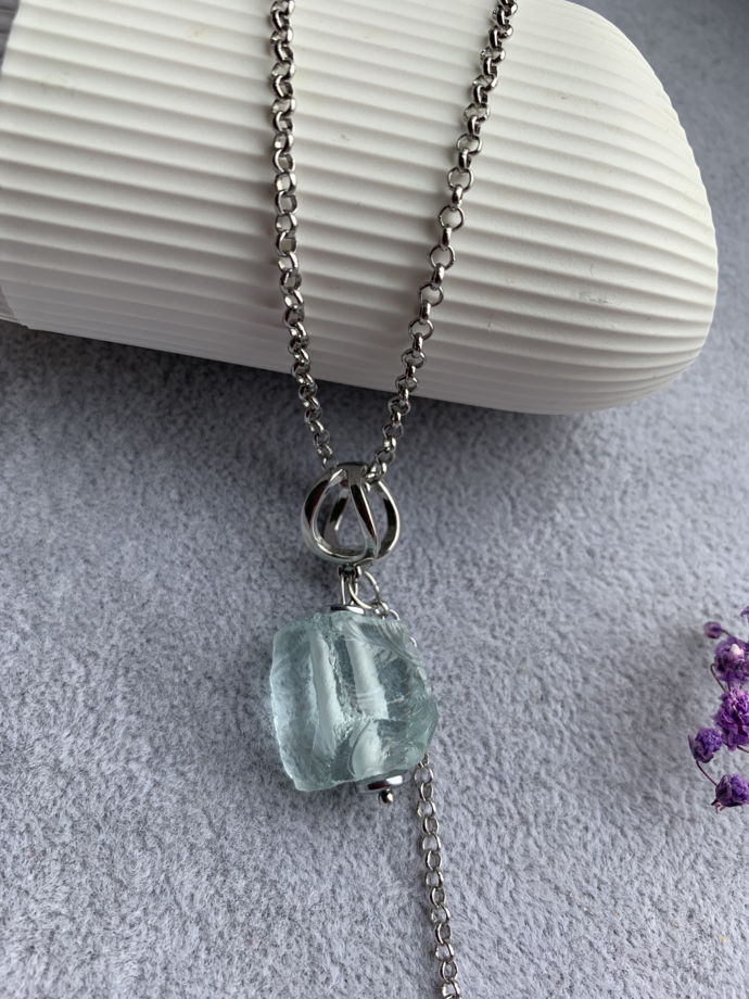 Кулон с аква кварцем «Ледяной цветок»