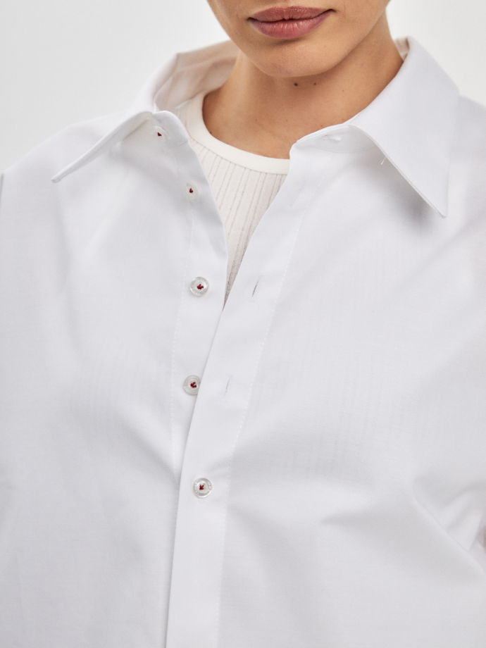Рубашка Лондон. Оттенок белый из 100% хлопка. Вышивка «Тебе можно все!»