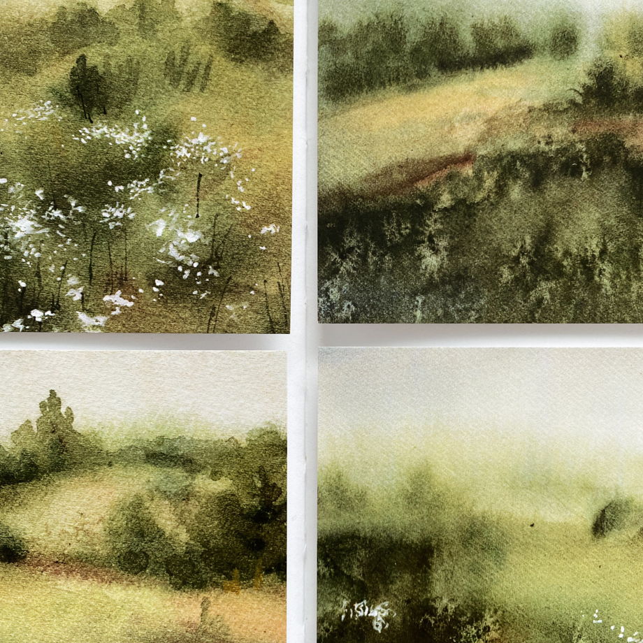 "Поля", набор из 4 открыток с авторскими иллюстрациями, 10х15см