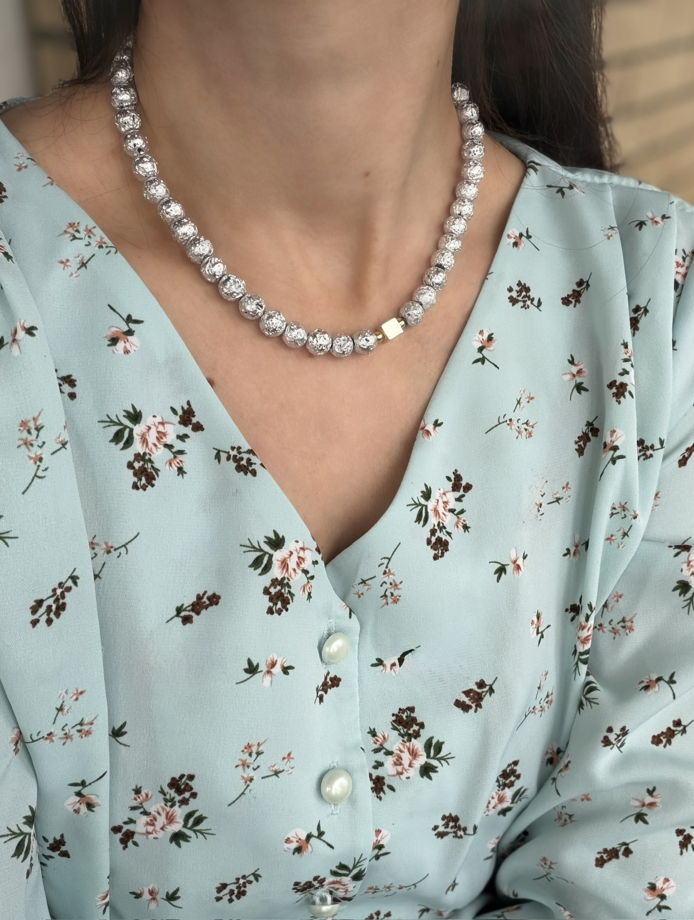 Чокер ручной работы из вулканической лавы и гематита «Как на вулкане»