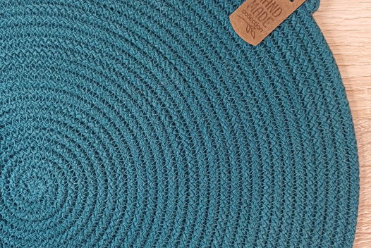 Салфетка для сервировки из хлопкового шнура круглая голубая ель