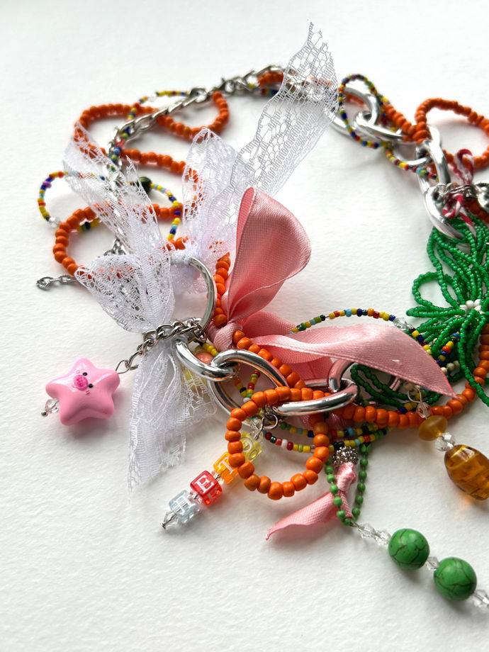 Колье из цепочек, бисера и бусин «Маврина»