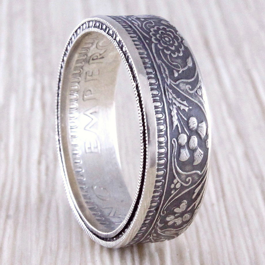 Серебряное кольцо из монеты (Индия) 1/2 рупии