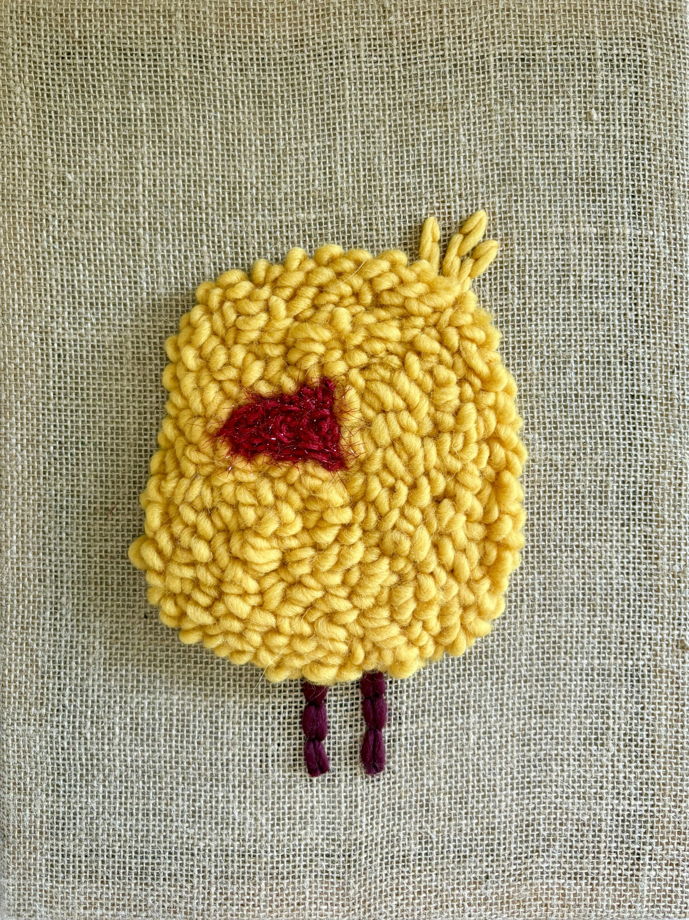 Цыплёнок, ковровая вышивка, punch needle 30х40 см