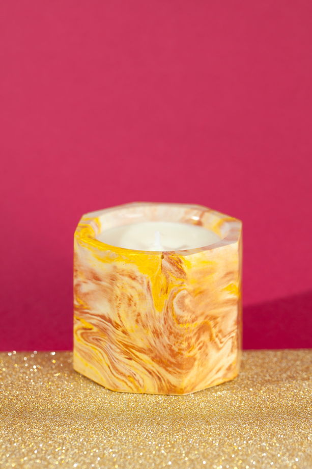 Соевая свеча в гипсовом стакане с хлопковым фитилем, аромат "сандаловое дерево"