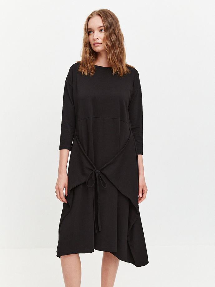 Платье женское черное Оригами, размеры S/M, L/XL