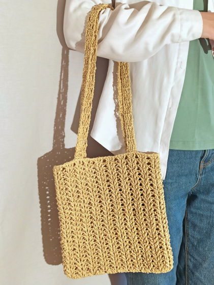 Вязаная ажурная сумка из 100%-ного крученого пальмового волокна натурального цвета ручной работы