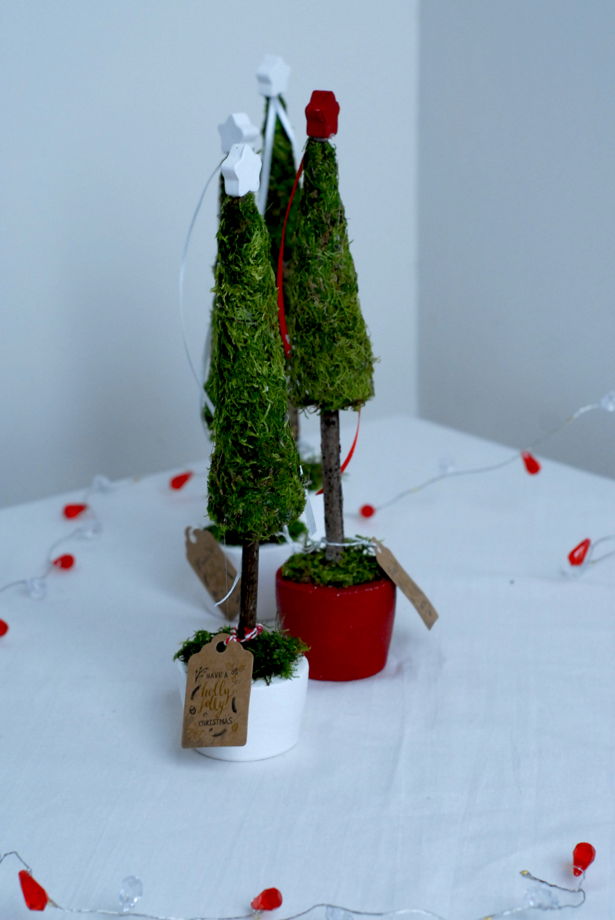 Новогодние елки из мха на подставке из гипса HAND MADE
