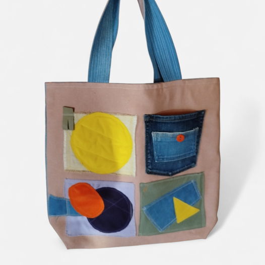 Сумка шопер , экосумка, переработанный деним, ручная работа.