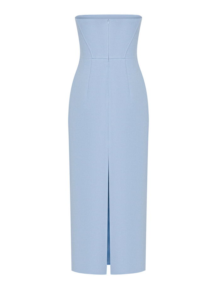 Платье-бандо миди, голубой