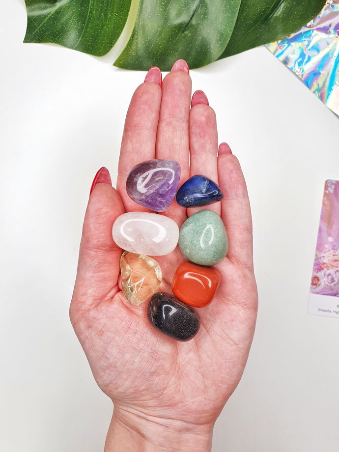 Авторский набор "Проработка 7 чакр" из натуральных камней для медитаций.