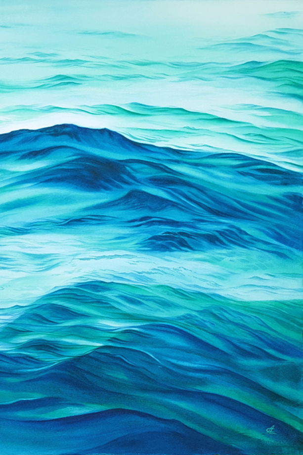 Диптих акварельной картины "Волны" (76 х 56 см)