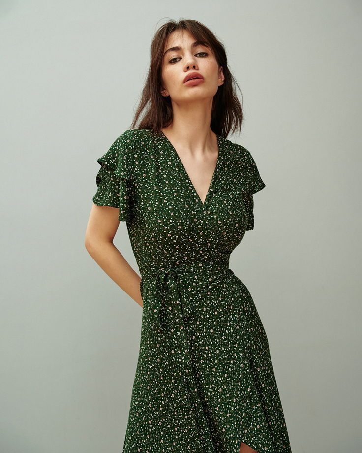 Платье на запах GREEN IRIS