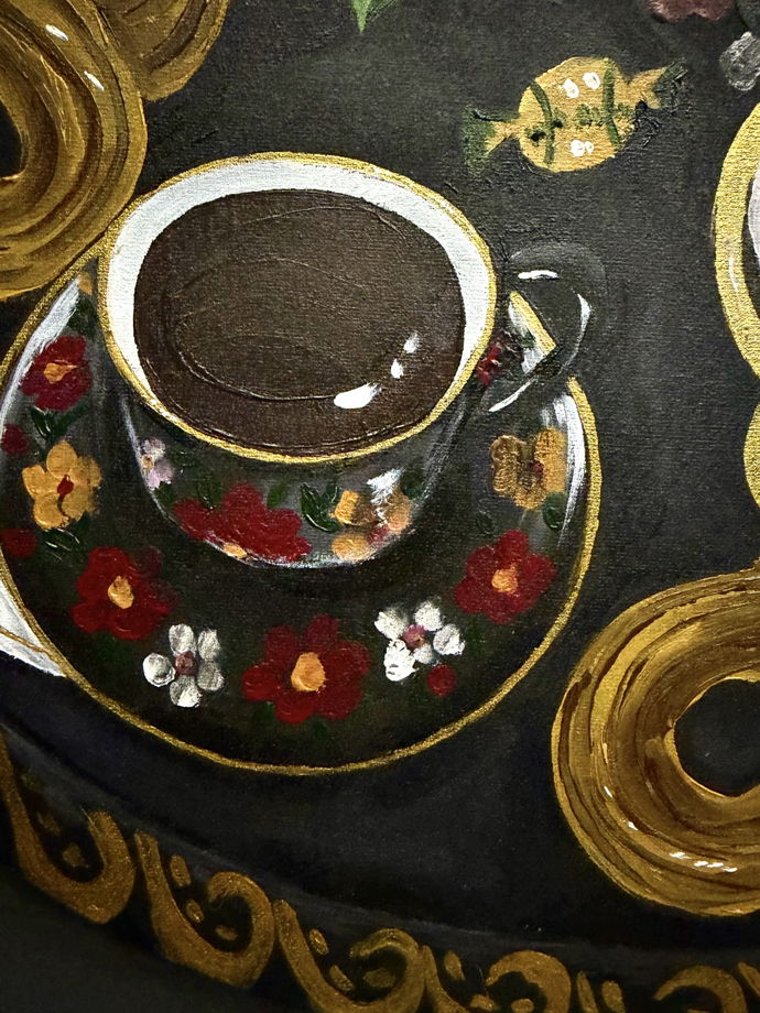 Картина.  Овальный чёрный сервиз.