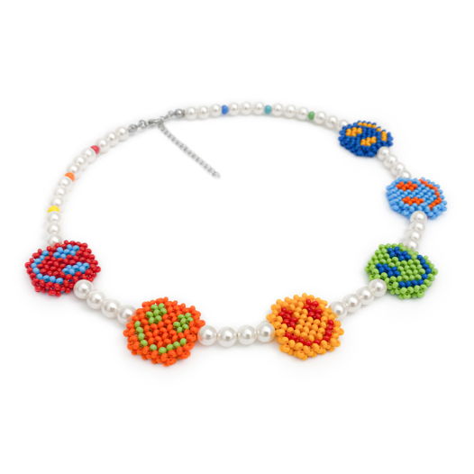 Жемчужное ожерелье со смайликами из бисера разноцветное ручной работы by Frenzy Daizy