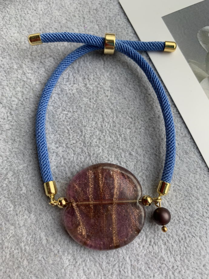 Браслет с жемчугом Майорка и муранским стеклом «Пряное мерцание»