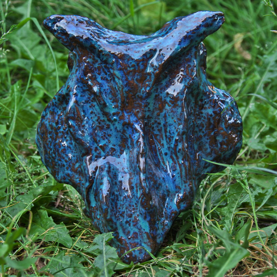 Керамическая скульптура, статуэтка "Синий филин"