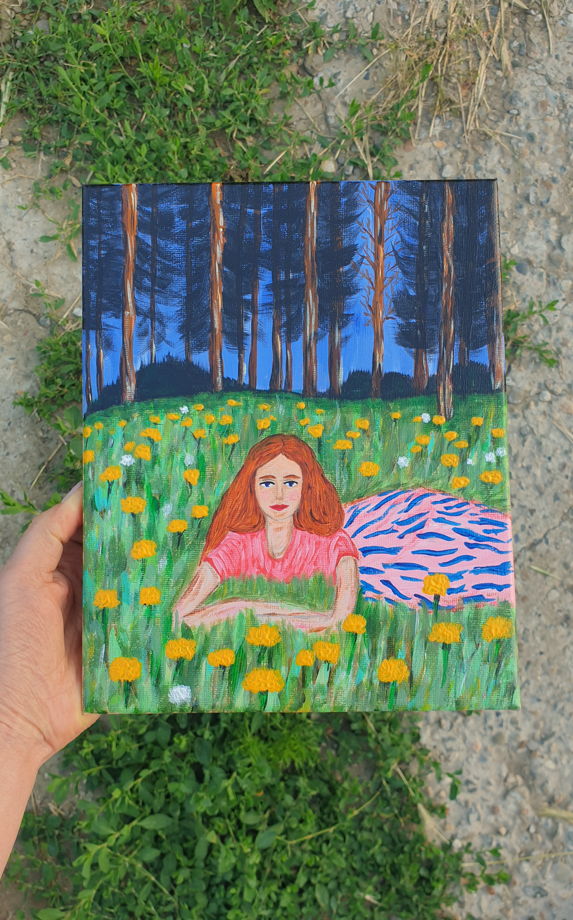 Картина "Тишина в соснах" акрил/холст 30×40