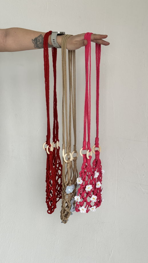 Авоська фуксия с ромашками