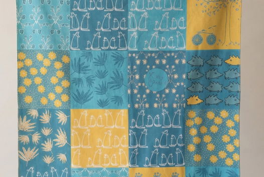 Двусторонний дизайнерский флисовый плед «Бирюзовый коллаж» размером 100х150 см