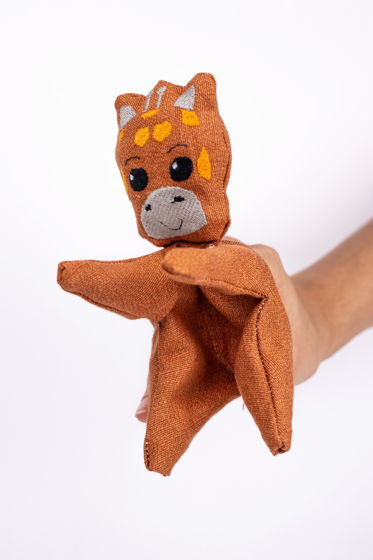 Кукла перчатка «Пальцеши» Жираф, Лен, 21 см.