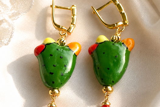 Серьги керамические Кактусы