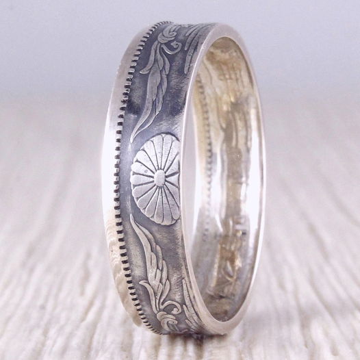Серебряное кольцо из монеты (Япония) 50 сен, Тайсё