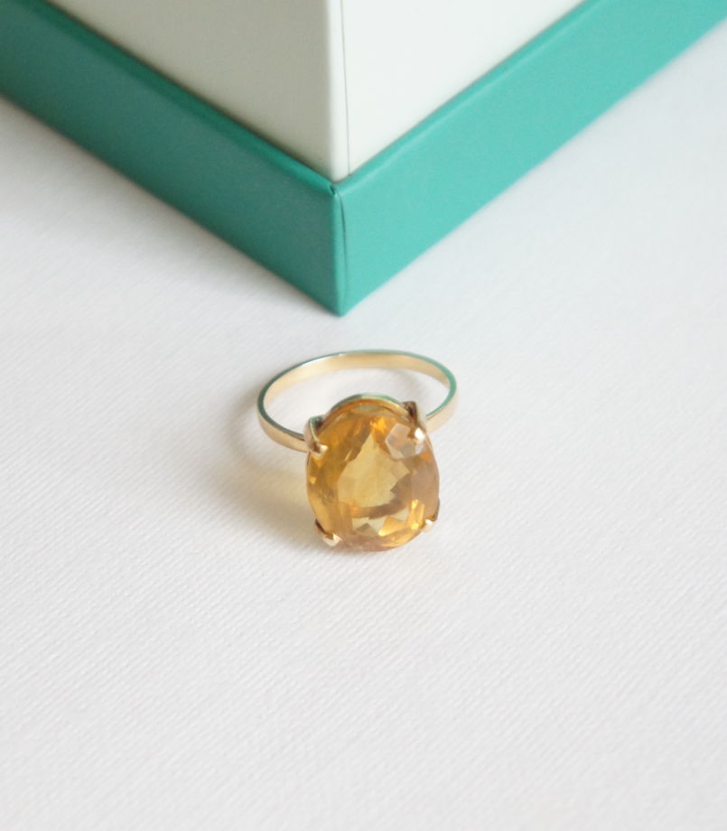 Кольцо золото желтый топаз Бразилия винтаж