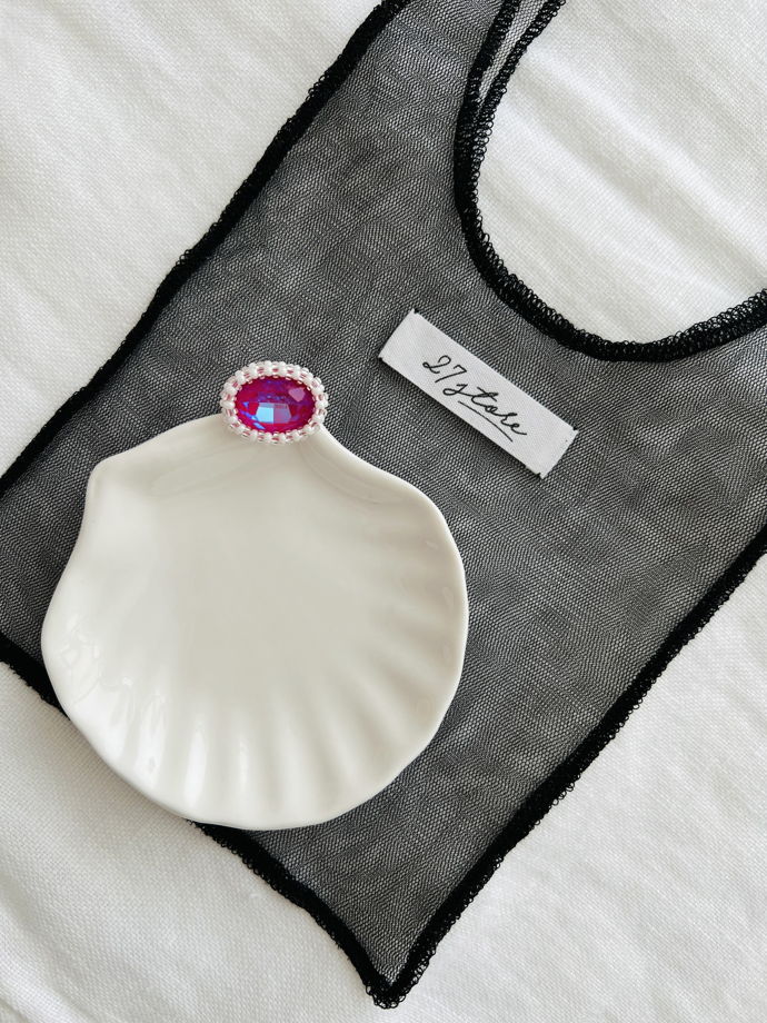 Кольцо "Valentina" из бисера с кристаллом цвета фуксия, размер 16,5-17 в дизайнерском мешочке limited edition