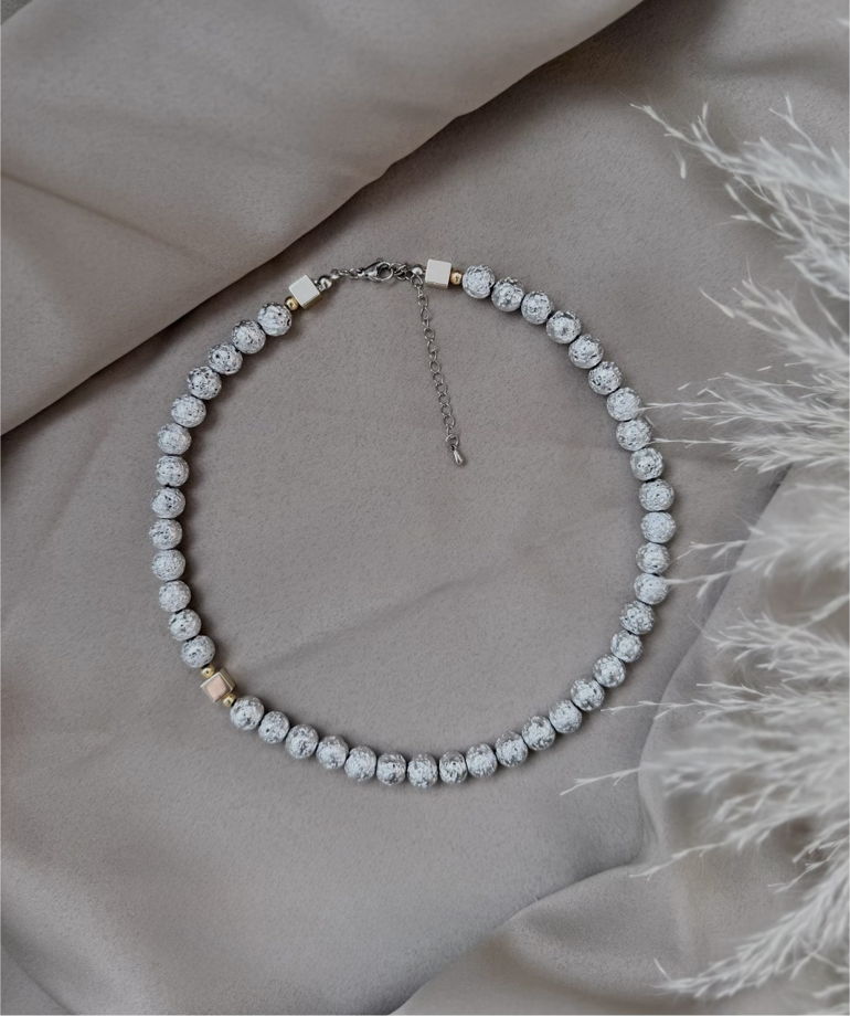 Чокер ручной работы из вулканической лавы и гематита «Как на вулкане»