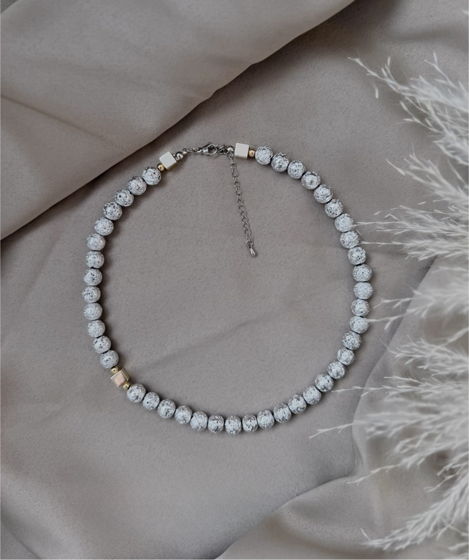 Чокер ручной работы из вулканической лавы и гематита «Как на вулкане»